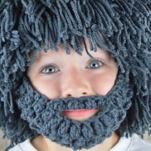 Mad Scientist Kids Beard Beanies Hat | Kids Knit Halloween Costume Cosplay